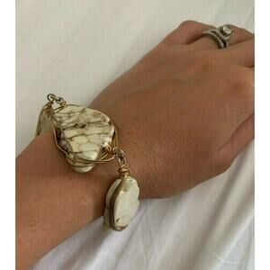 Los Angeles Boutique Faux Stone Marble Wire Wrapped Bracelet Bangle Boho Summer